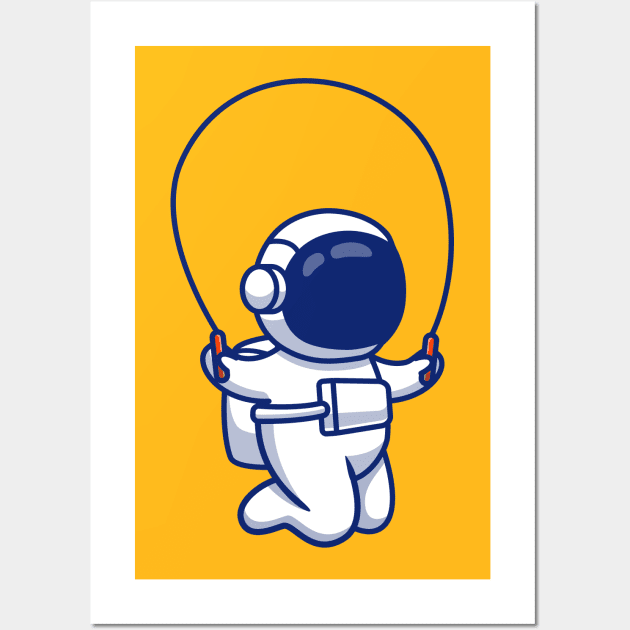 Astronaut Jumping Rope Cartoon Wall Art by Catalyst Labs